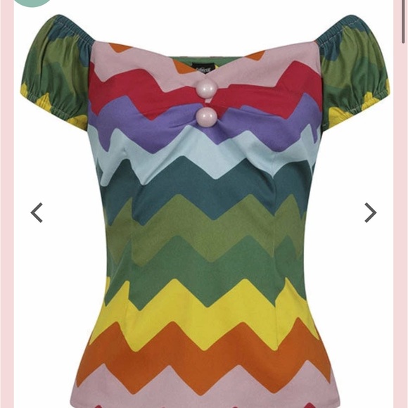 Excellent condition Collectif Mainline Dolores Rainbow Chevron Top - Picture 2 of 8